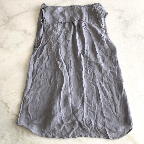 Joie Finnegan button up tank top, 100% silk button up sleeveless blouse GREY (S) - Picture 4 of 5